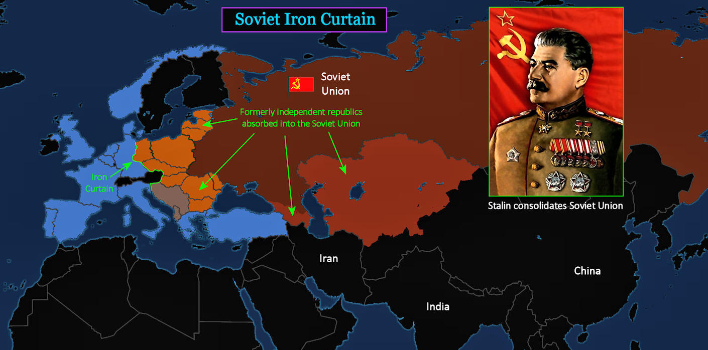 Cold War divides Europe, 1950s map